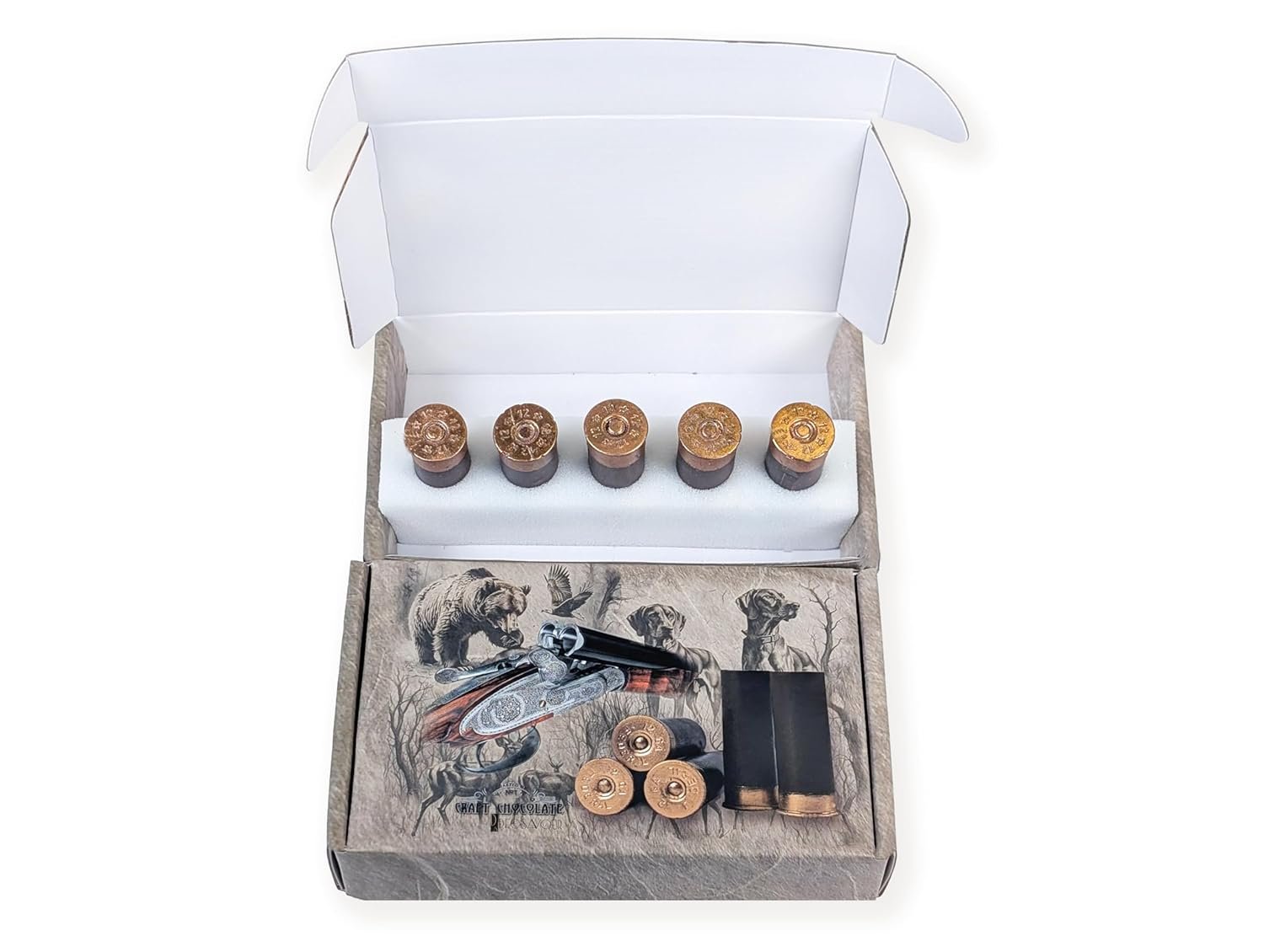 Delicious Chocolate Gift Box for Men, Set of 5 Milk Chocolate Bullets, Cool Hunting Present, Christmas Gift Idea - Image 3