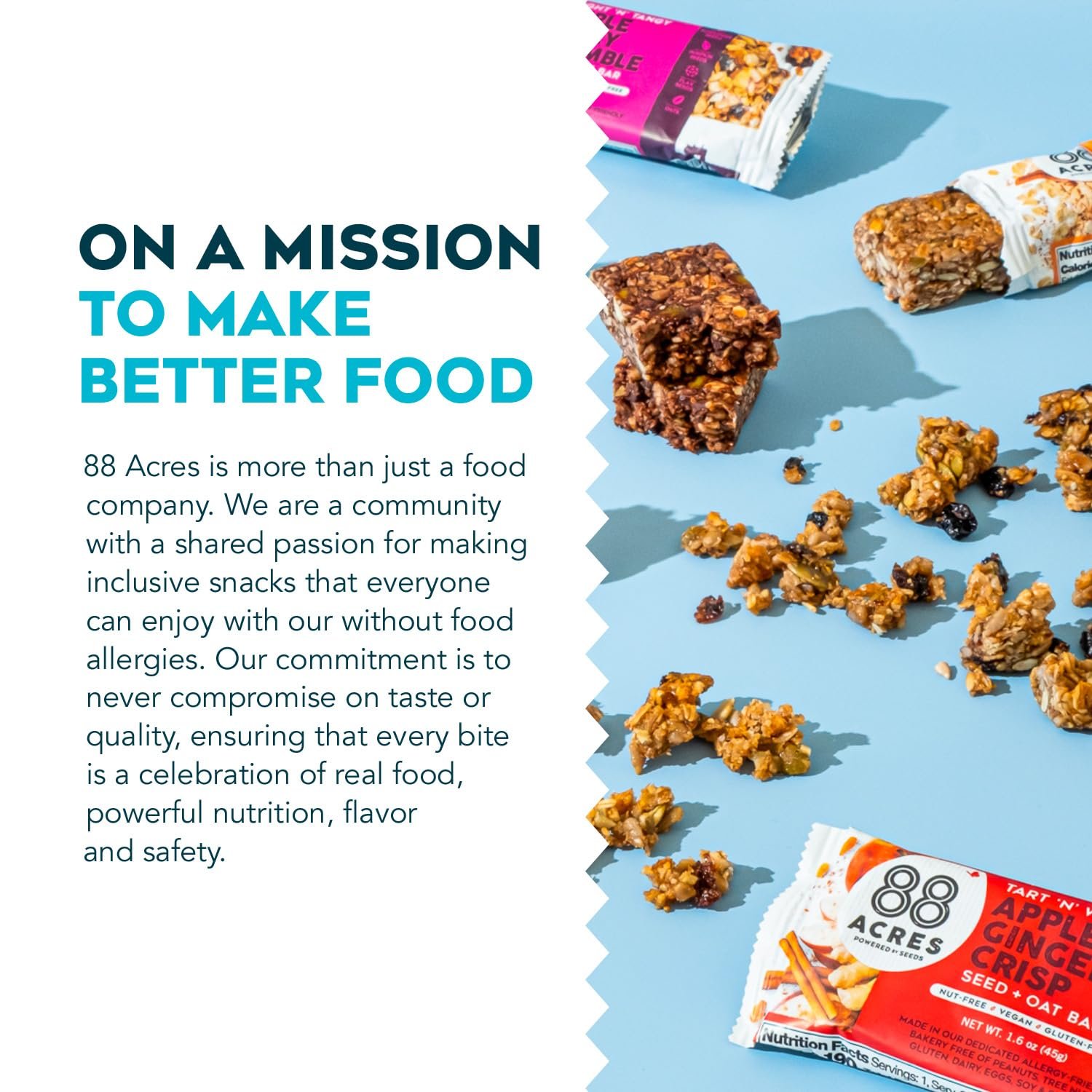 88 Acres Granola Bars Variety Pack, 6 Count, School Safe, Allergen Free Seed & Oat Snack Bar, Gluten & Nut Free, Vegan, Non-GMO & Kosher, Individually Wrapped - Image 7