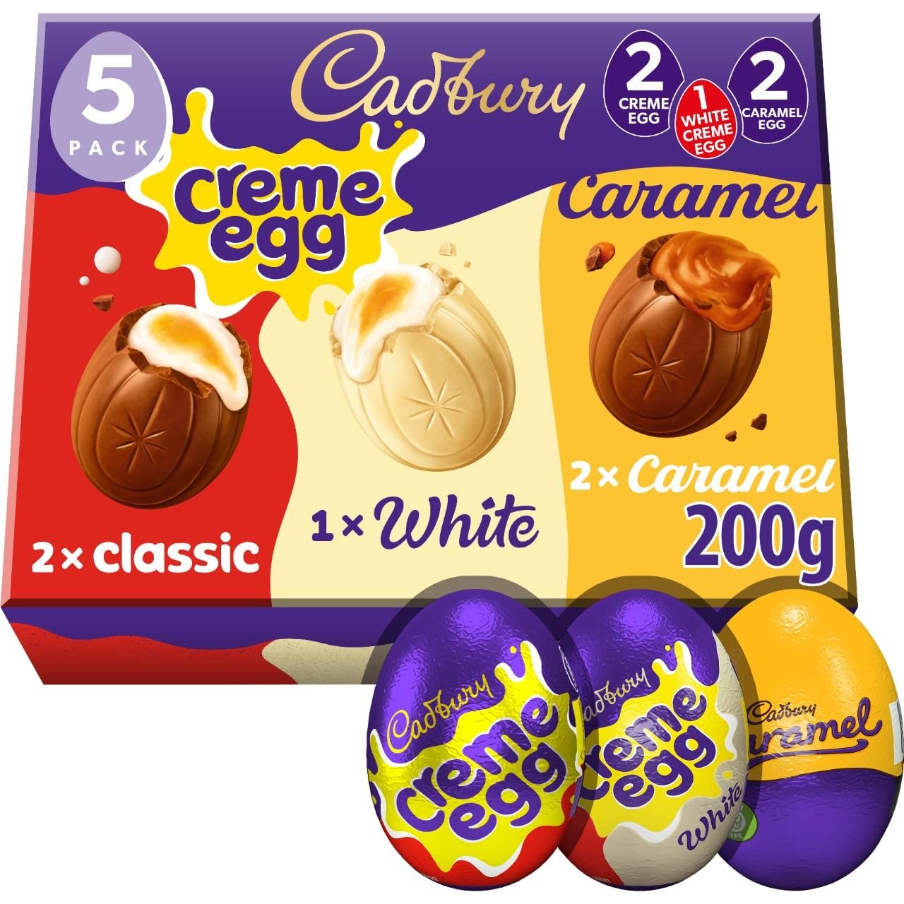 Cadbury Mixed White Chocolate, Caramel and Crème, 200g