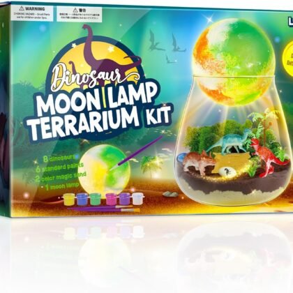 Dinosaur Terrarium Kit for Kids - Dino Kid Crafts with DIY Moon Lamp Kit - Birthday Gift for Boys Ages 4 5 6 7 8-12 Year Old - Arts and Crafts for Boy and Kids - Easter Gifts for Boys