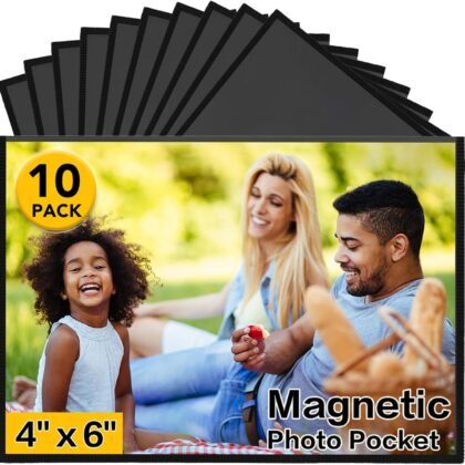 YixangDD 10 Pack Magnetic Picture Frame, 4 x 6 Inches Fridge Magnetic Photo Frames, Magnetic Photo Frames for Refrigerator, Home, School, Office (Black)