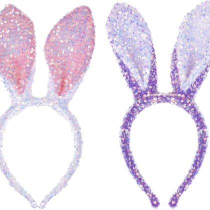 Easter headband,Costume Accessaries, Sewed Sequins Bunny Headhand for Christmas,Easter,Birthday, Valentine's Day