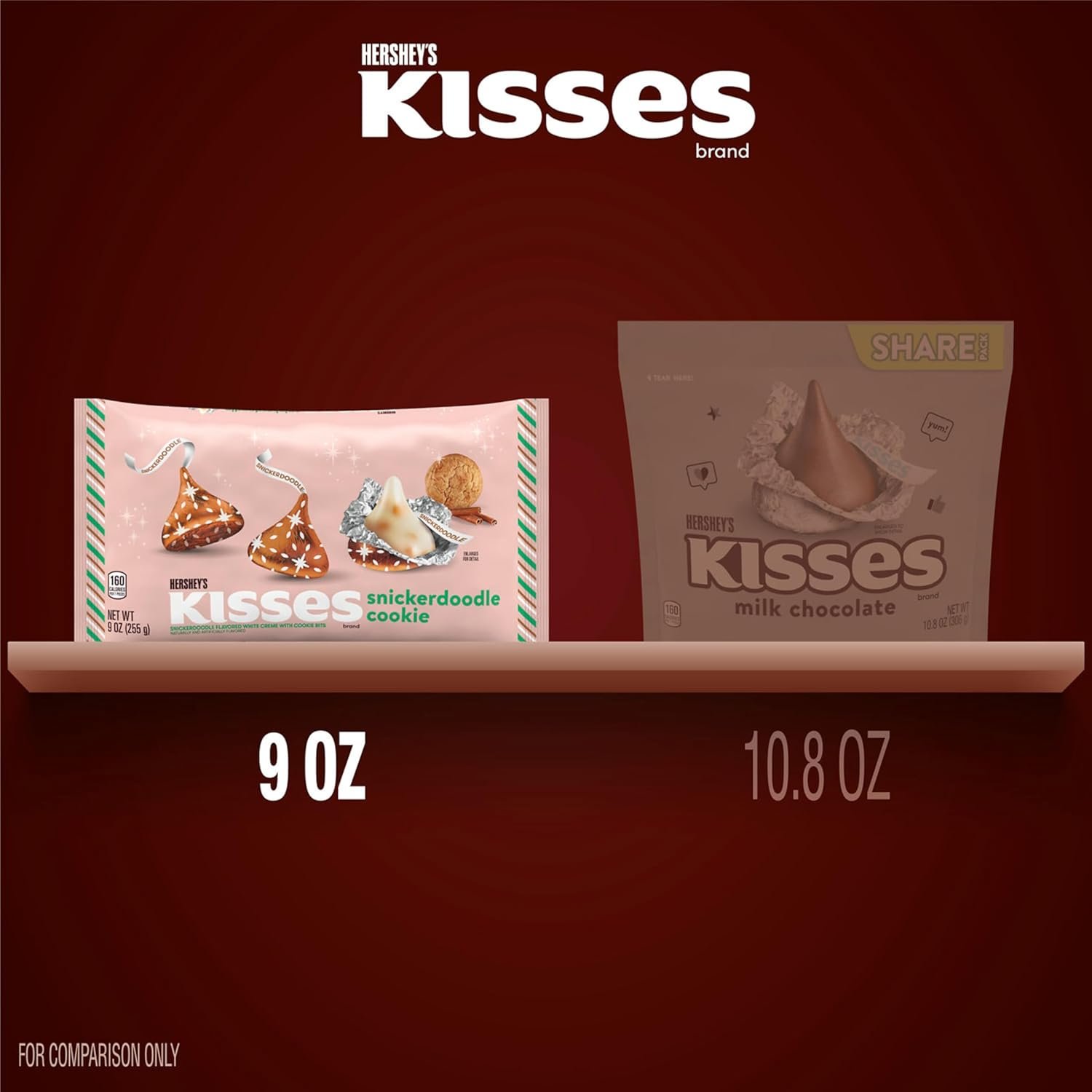 HERSHEY'S KISSES Snickerdoodle Cookie Flavored, Christmas Candy Bag, 9 oz - Image 4