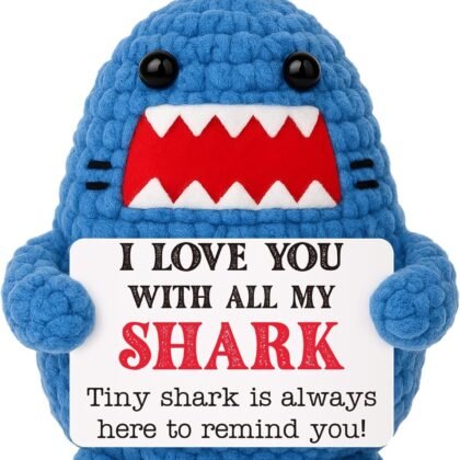 Anniversary Christmas Romantic Gifts for Men Women Stocking Stuffers for Wife Husband I Love You Valentines Birthday Gift for Him Her Boyfriend Son Girlfriend Cute Crochet Shark Lovers Wedding Decor