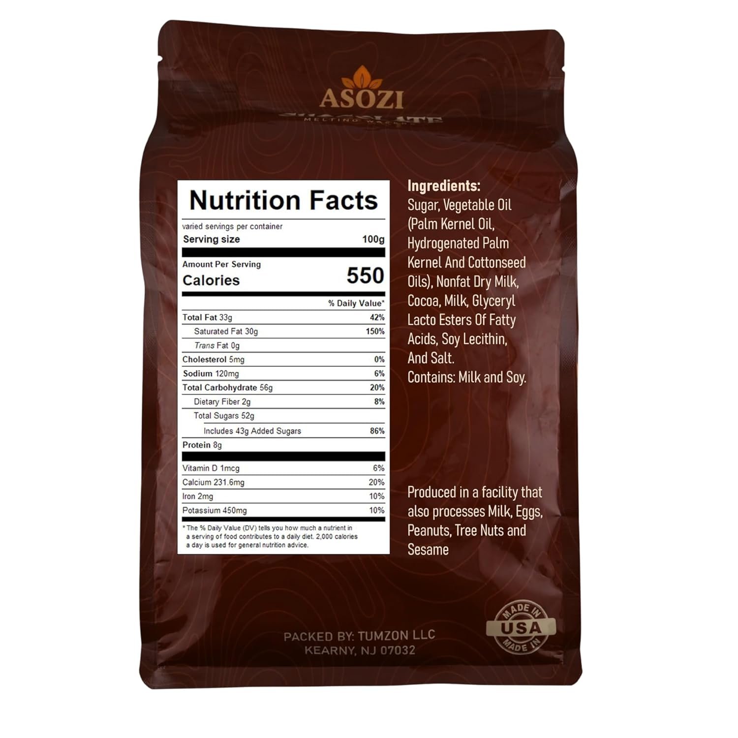 ASOZI Milk Chocolate Melting Wafers - 5 Pound Premium Quality Melting Wafers Easy Melt Chocolate for Dubai Chocolate Bars, Baking, Candy Making & Confections - Image 2