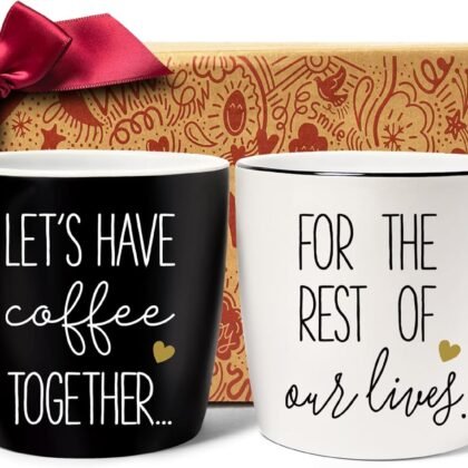 Let's Have Coffee Together Coffee Mug Set Gift for Couple, Ceramic Engagement Wedding Anniversary Mug Gifts for Couple, Bride and Groom Newlywed Bridal Shower, Mr and Mrs, Valentine’s Gifts-21