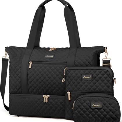 LOVEVOOK Weekender Bags for Women, Travel Duffle Bag with Shoe Compartment, Gym Duffel Bag with Makeup Bag Carry-on Tote Bag for Airplanes Weekend, Hospital Bags for Labor and Delivery