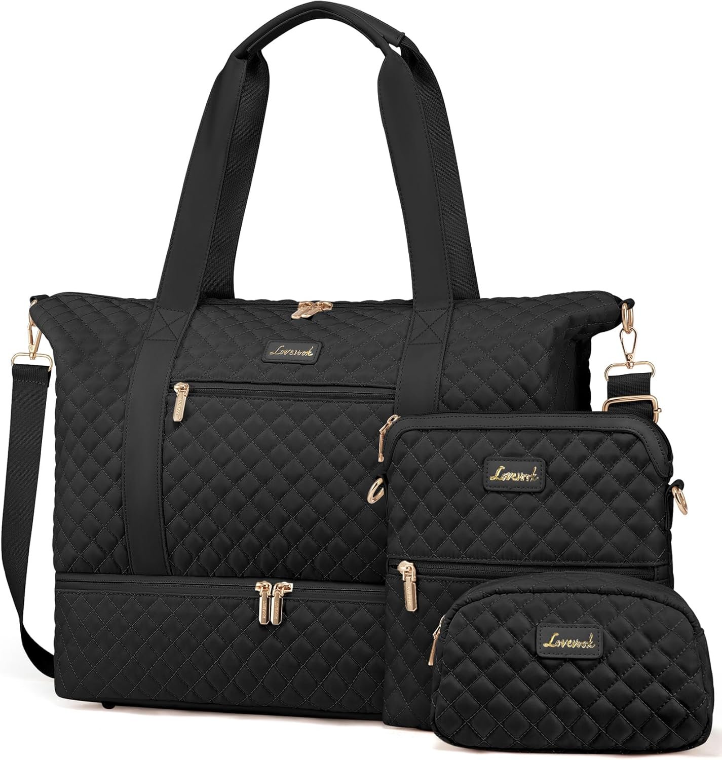 LOVEVOOK Weekender Bags for Women, Travel Duffle Bag with Shoe Compartment, Gym Duffel Bag with Makeup Bag Carry-on Tote Bag for Airplanes Weekend, Hospital Bags for Labor and Delivery