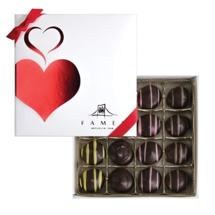 Fames Assorted Chocolate Gift Box – Handcrafted Kosher Dairy-Free Chocolates – Valentine’s Day Gift with Marzipan, Super Berry, Lemon Zest & Coffee Truffles – Gourmet Luxury Candy Treat for Gifting