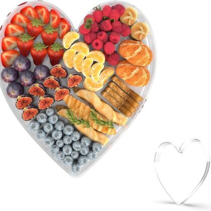 11" Acrylic Heart Shaped Charcuterie Tray, Reusable Serving Cake Candy Dish Display Tray for Birthday Anniversary Party Decoration (Heart)
