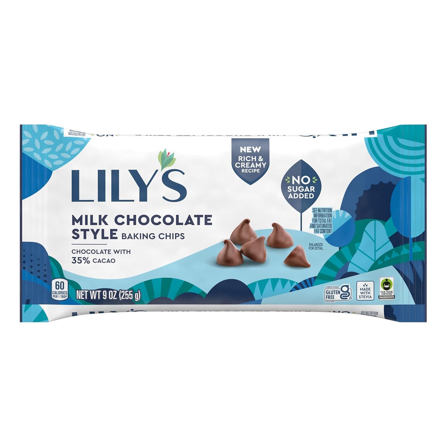 LILY'S Milk Chocolate Style No Sugar Added, Baking Chips Bag, 9 oz - Image 4
