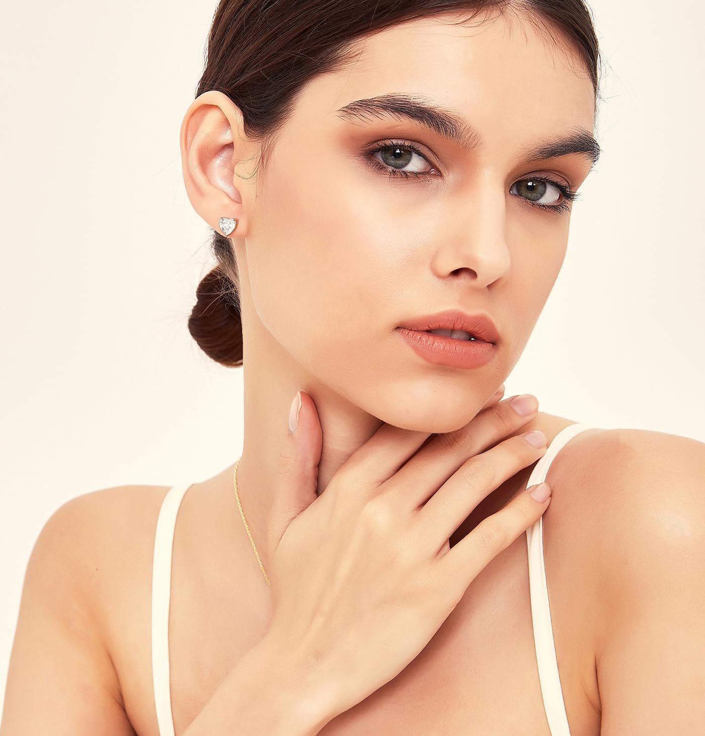 Sterling Silver Heart Stud Earrings for Women, 925 Silver Post with Cubic Zirconia, Hypoallergenic Cute Small Jewelry - Image 4