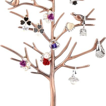Jewelry Tree Necklace Earring Holder Modern Cute Bird Jewelry Stand for Women Girls Teen Bronze