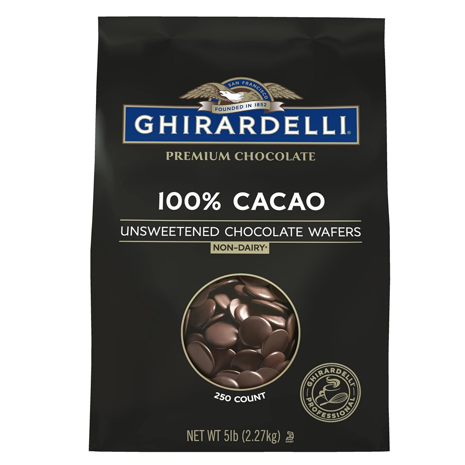 Ghirardelli Chocolate Company 100% Cacao Unsweetened Wafers, 5lb. Bag (Pack of 1) - Image 3