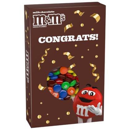 M&M'S Milk Chocolate Candy Gift Box with Congrats Card for Graduation, Anniversary, Engagement, Wedding, Baby, New Job, and All Congratulations Card Gift Celebrations Needs – 10 Oz Box