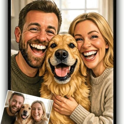 Famitrendz Custom Caricature Portrait, Couple Wall Art Print, Portraits from Photo, Personalized Gift for Her, Him, Wife, Husband, Gifts Valentine Birthday Wedding Christmas for Men Women 2