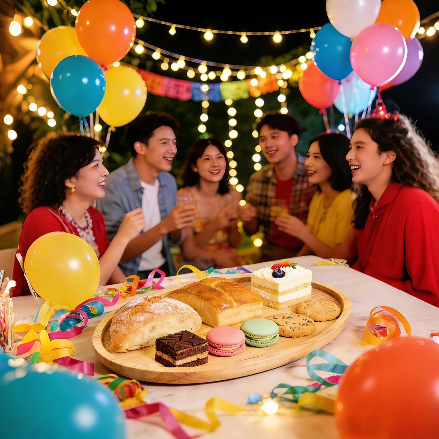 Easter Egg-Shaped Wood Serving Tray, Wooden Serving Platters, Charcuterie Board Snack Tray Decorative Candy Plate for Holiday Party Display - Image 5
