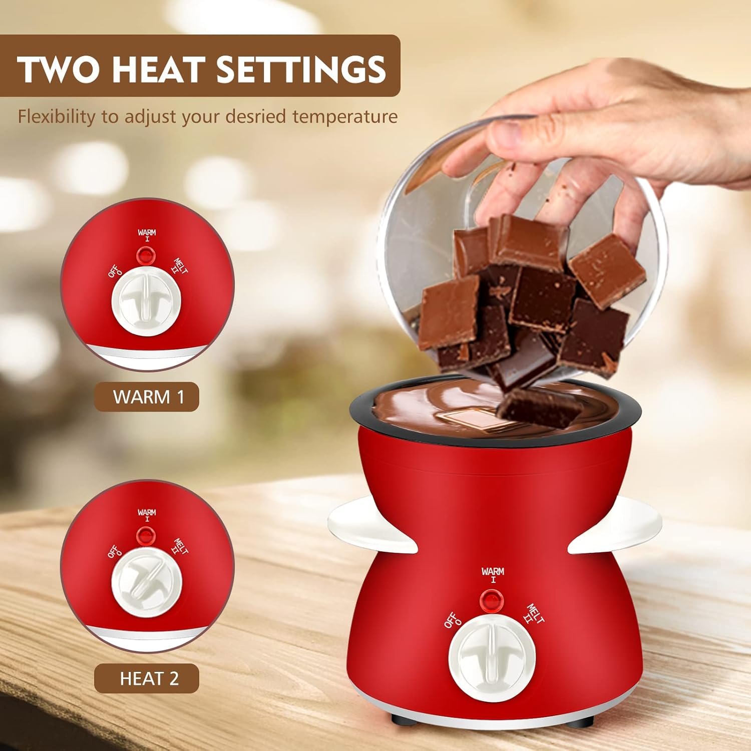 Fondue Pot Set, Mini Electric Fondue Pot Set for Melting Chocolate Cheese, Chocolate Meting Pot fondue maker with Dipping Forks For Holiday Christmas Birthday Gift - Image 4