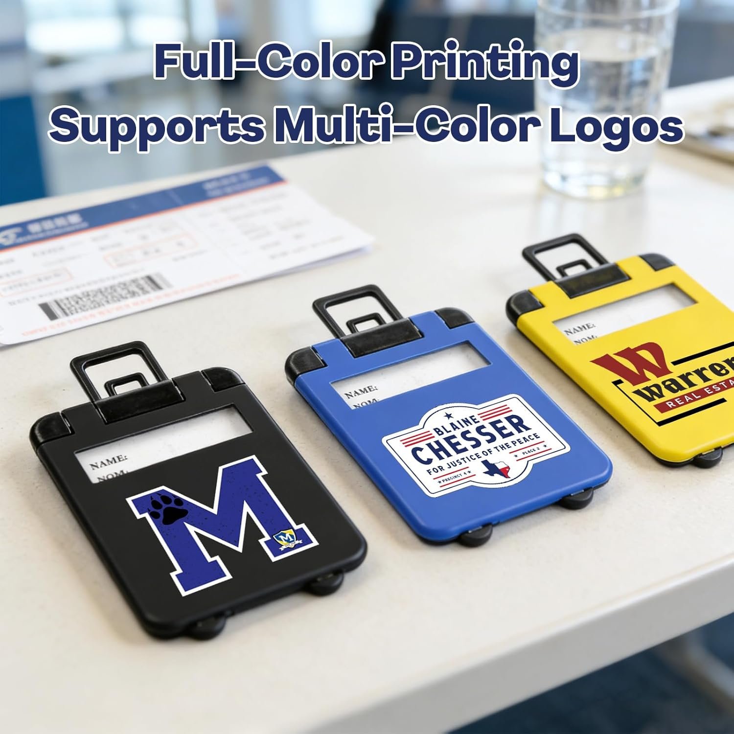 Custom Luggage Tags Bulk, Personalized Suitcase Labels with Your Logo or Text, Durable Plastic ID Tags, Ideal for Company Travel & Events - Image 4