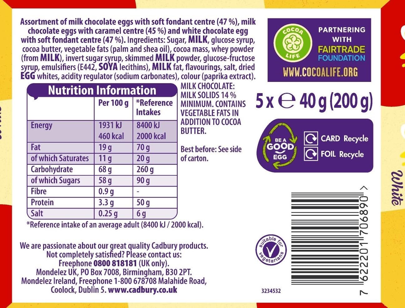 Cadbury Mixed White Chocolate, Caramel and Crème, 200g - Image 2
