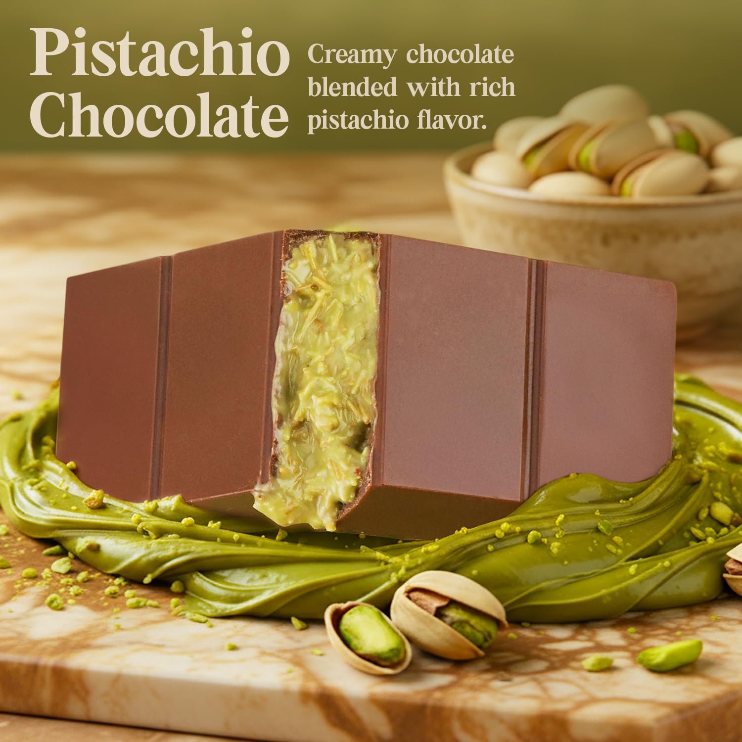 Patis Savore Dubai Chocolate Bar Pistachio - 3.5 oz Dessert with Pistachio Cream & Kataifi Filling | Gourmet Chocolate | Elegant Gift - Image 5