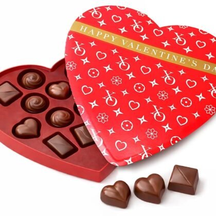 Valentine’s Day Milk Chocolate Heart Gift Box – Assorted Premium Chocolates, Elegant Heart-Shaped Box, Perfect Valentine’s Gift for Her or Him