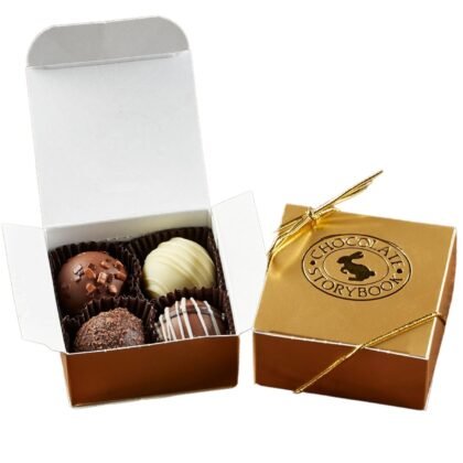 4pc Gold Chocolate Truffle Assortment (1 Box) - Perfect for Events, Weddings, Client & Employee Gifts