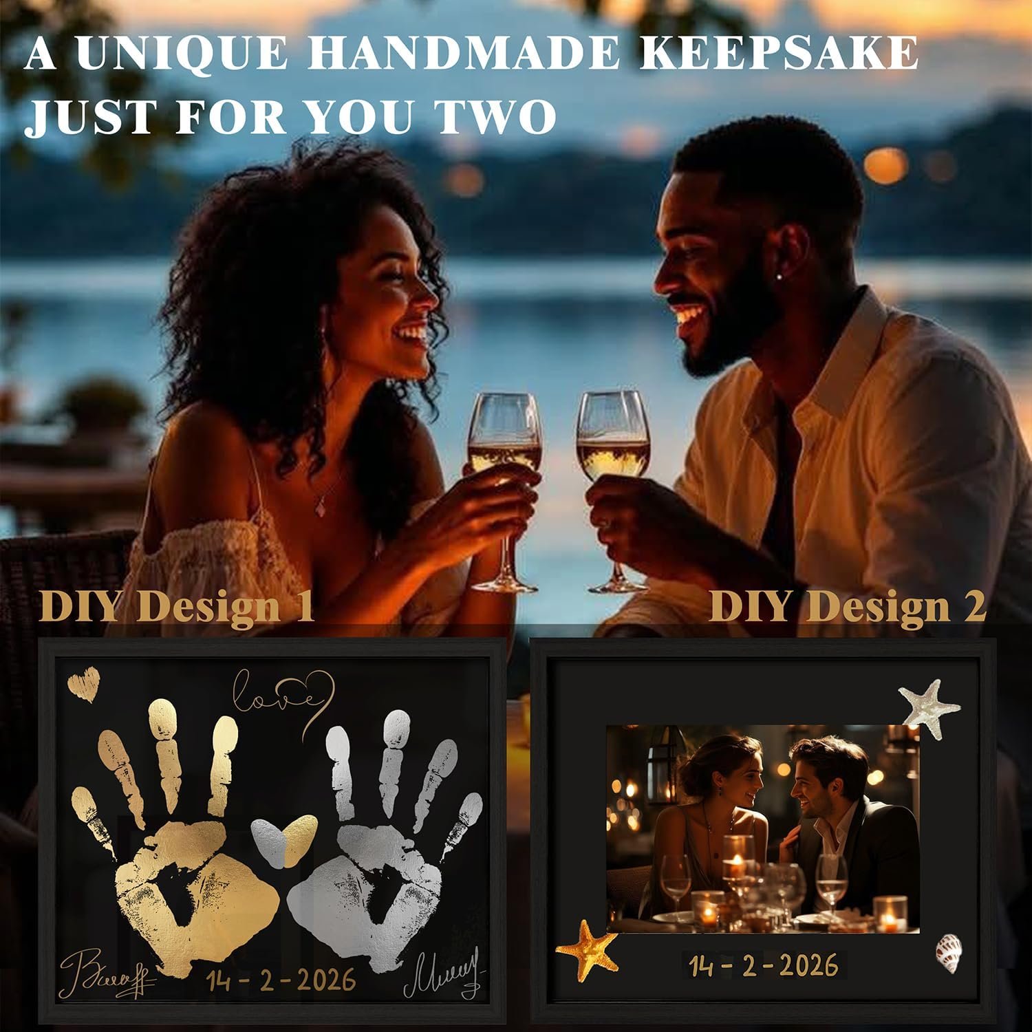 QUANWAISJ Couples Painting for Date Night,Date Night Activities,Hand Mold Kit, Paint and Sip for Adults, DIY Paint Party Favors(10"x12") - Image 7