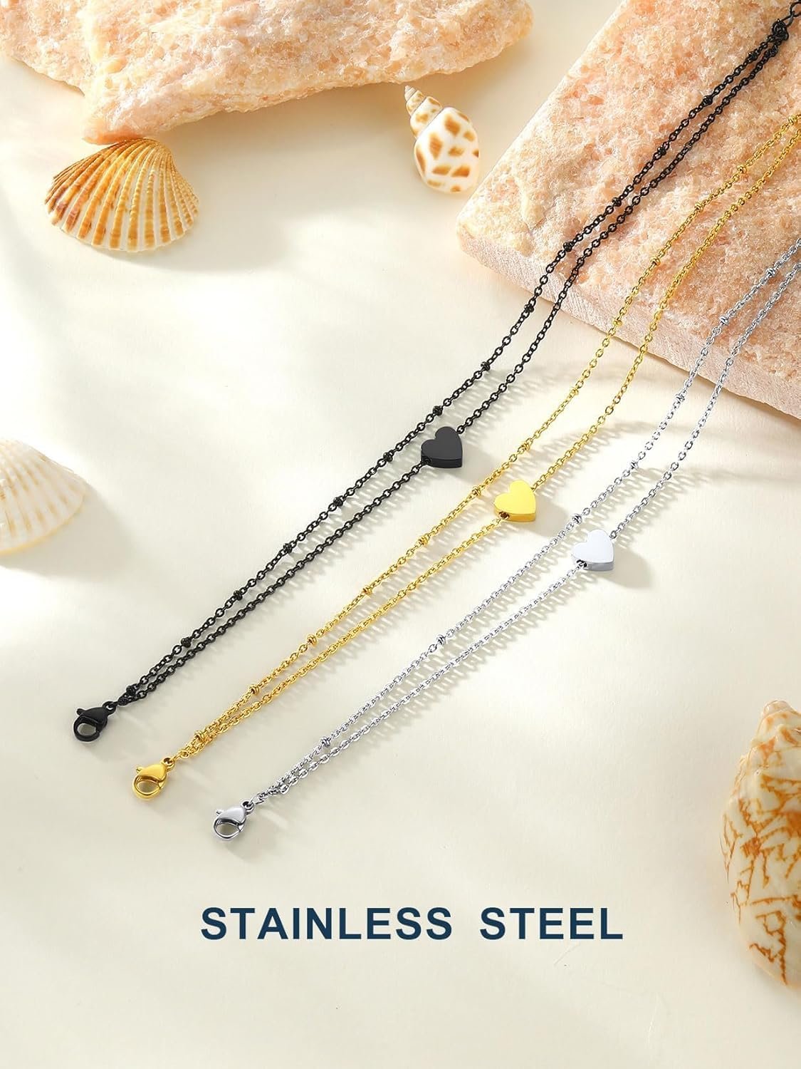 ChainsPro Womens S925 Sterling Silver Adjustable Anklet, Heart/Moon/Handcuff Ankle Bracelet,Summer Foot Jewelry, Stainless Steel/Gold Plated(Send Gift Box) - Image 5