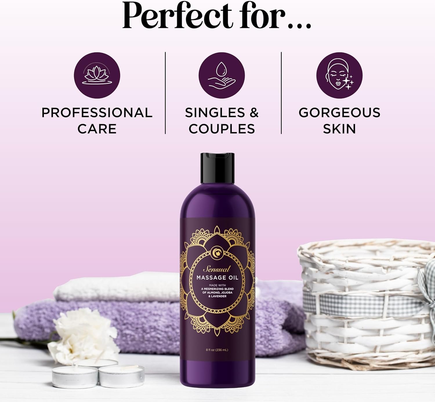 Aromatherapy Sensual Massage Oil for Couples - Relaxing Lavender Massaging Oil for Massage Therapy with Vitamin E Jojoba & Sweet Almond - Naturally Scented Vegan Non GMO & Gluten Free (8 Fl Oz) - Image 7