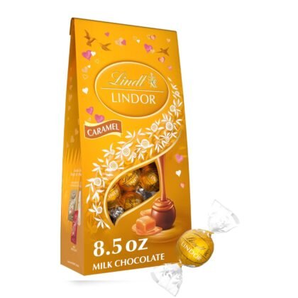Lindt LINDOR Valentine's Caramel Milk Chocolate Candy Truffles, 8.5 oz. Bag