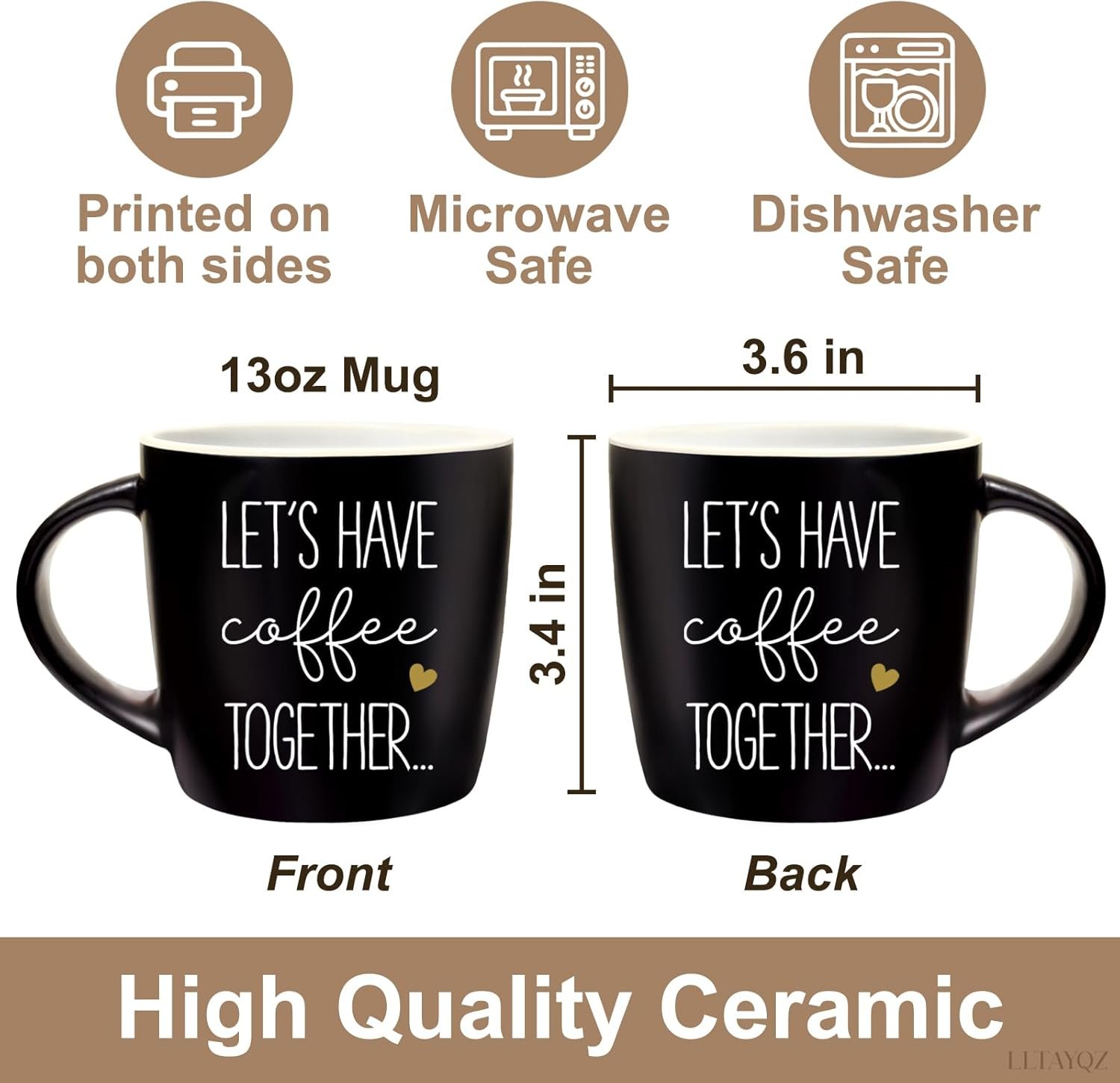 Let's Have Coffee Together Coffee Mug Set Gift for Couple, Ceramic Engagement Wedding Anniversary Mug Gifts for Couple, Bride and Groom Newlywed Bridal Shower, Mr and Mrs, Valentine’s Gifts-21 - Image 2