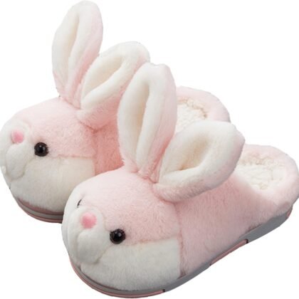 YILANLAN Women's Cute Bunny Animals Slippers Interesting Comfortable Furry Slippers Soft Plush Winter season Keep warm Home Slippers