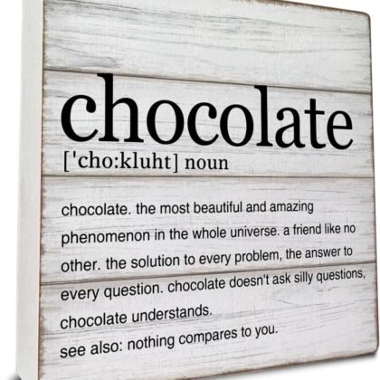 Dumyum Wooden Box Sign - Chocolate Lover Gift, 5 x 5 Inches, Wood Material, Multicolour, Tabletop Decoration