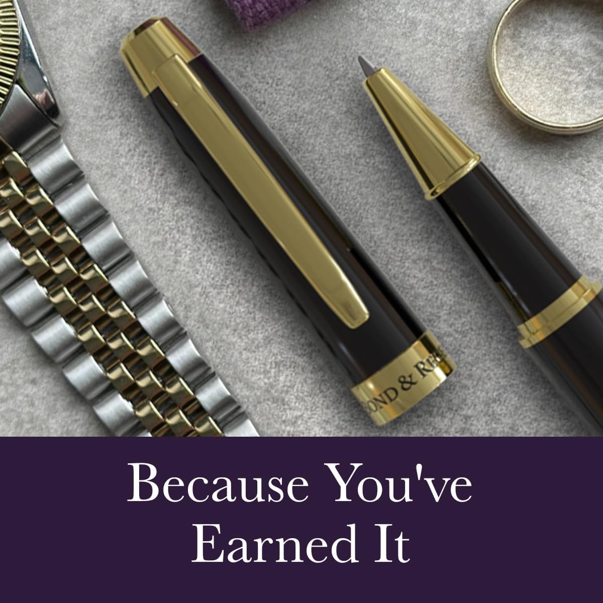 Bond & Regent 24 Karat Gold Luxury Rollerball Pen, Gloss Black - Image 5
