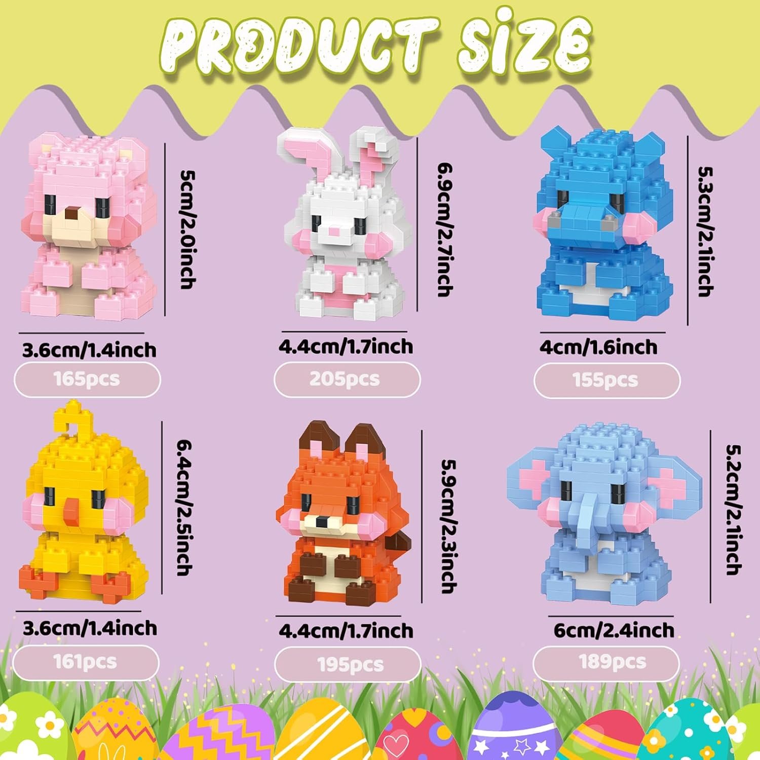 6 Pack Prefilled Easter Eggs with Toys Inside, Cute Mini Animals Building Blocks for Easter Basket Stuffers Essential, Easter Egg Fillers Gift for Kids Age 6-12+ - Image 3