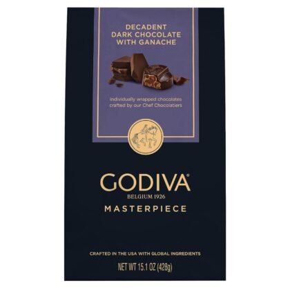 Godiva Masterpiece Dark Chocolate Bag, Individually Wrapped with Ganache Center, Gourmet Gift for Birthday, Holiday, Kosher, Halal, 15oz