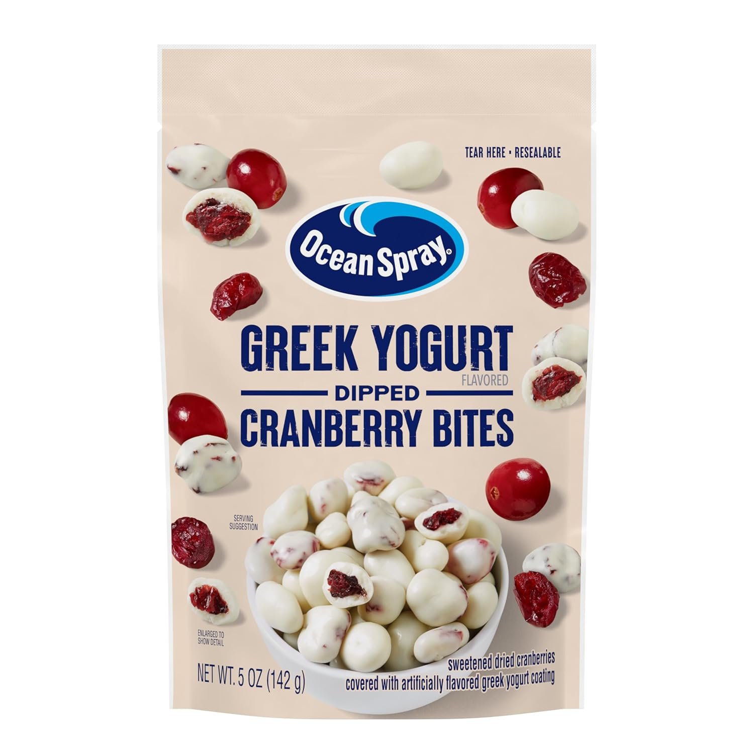 Ocean Spray® Greek Yogurt Covered Craisins®, Greek Yogurt Flavored, Covered Cranberries, Dried Fruit, 5 Oz Pouch