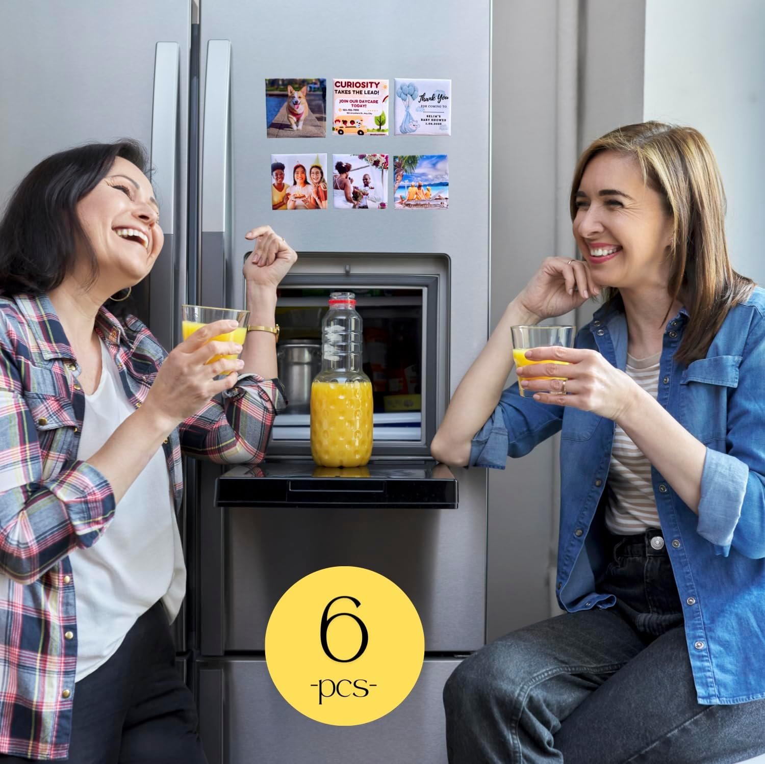 Set of 6 Custom Photo Magnets, Personalized Gifts, Holiday Keepsakes, Personalized Refrigerator Magnets, Birthday Favors, Baby Shower Favors, Wedding Favors, Branding, Newborn Keepsakes, 2"x2" - Image 4