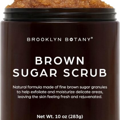 Brooklyn Botany Brown Sugar Body Scrub - Moisturizing and Exfoliating Body, Face, Hand, Foot Scrub - Fights Acne, Fine Lines & Wrinkles, Great Gifts For Women & Men - 10 oz