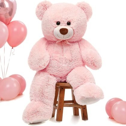 MorisMos Giant Teddy Bear Stuffed Animal 3ft-36 inch Big Pink Teddy Bear for Girlfriend Boyfriend Wife Mom Fiancée Valentine's Gift,Large Stuffed Bear for Baby Shower Birthday Christmas Decor,Pink