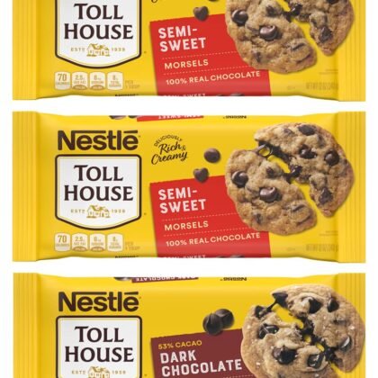 Nestlé Toll House Chocolate Chips, Pack of 3 – Includes Two, 12 oz. Bags of Semi-Sweet Chocolate Chips and One, 10 oz. Bag of Dark Chocolate Chips
