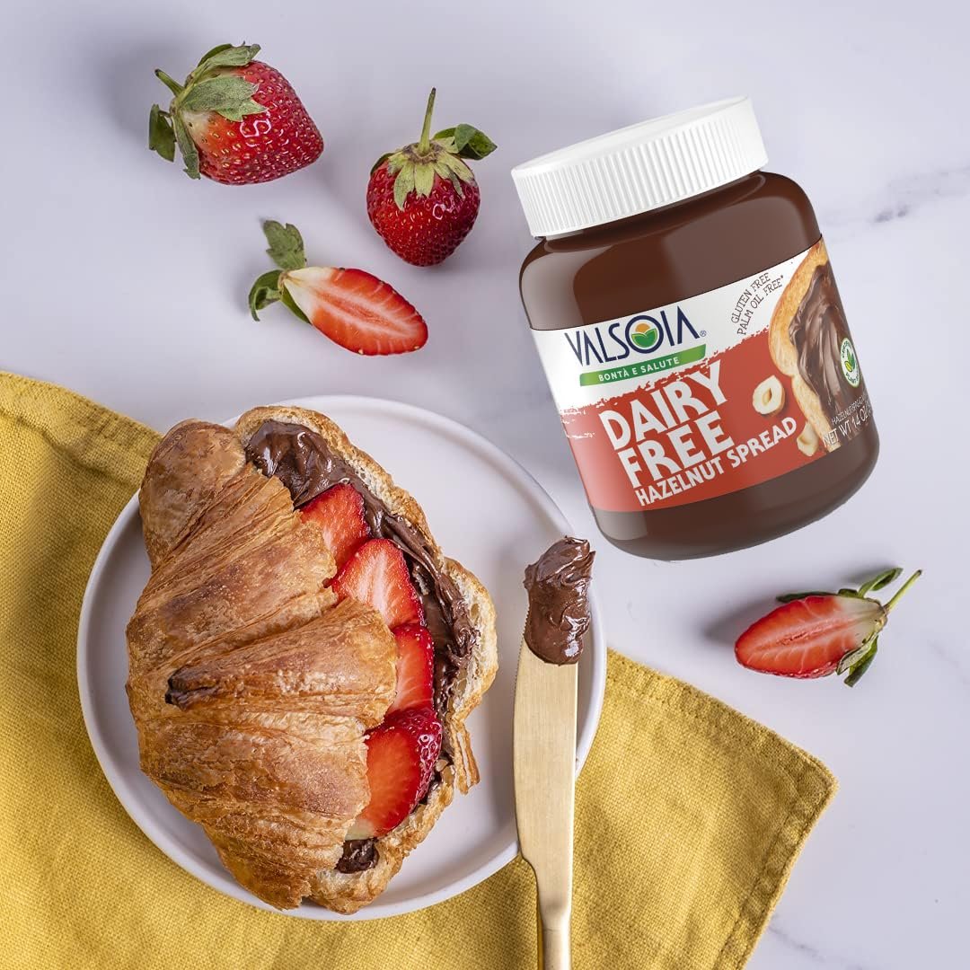 Valsoia Hazelnut Cream – 14oz | Dairy-Free, Vegan, Low sugar, Gluten-Free, Palm oil free, Italian Quality creamy chocolate and hazelnut spread - Image 2