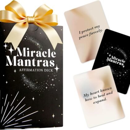Miracle Mantras Affirmation Deck, Mindfulness Affirmation Cards for Women & Men, 62 Daily Positive Motivation Self-Love Cards, Easter Basket Stuffer Gift for Friend, Sister, Coworker