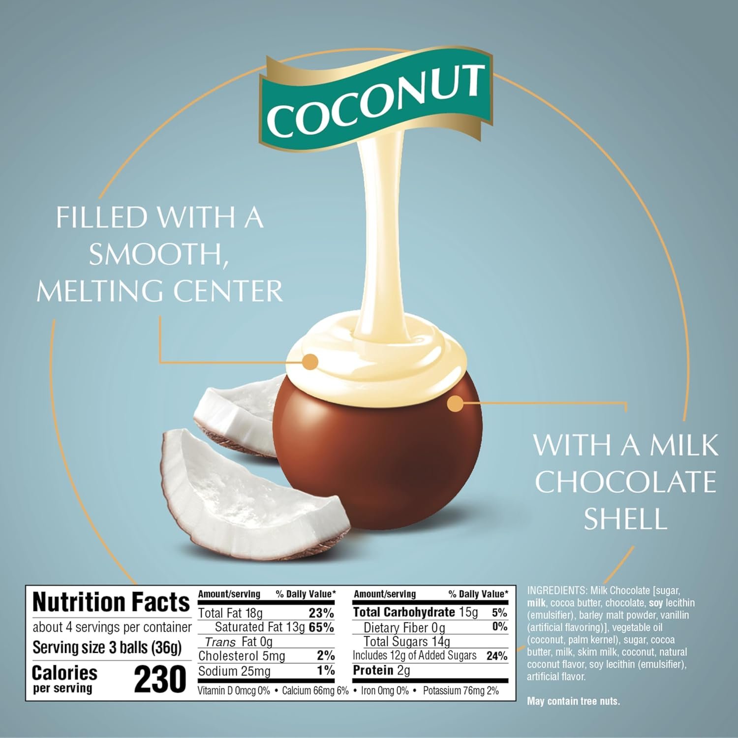 Lindt LINDOR Coconut Milk Chocolate Truffles, Milk Chocolate Candy with Smooth, Melting Truffle Center, Great for gift giving, 5.1 oz. Bag (6 Pack) - Image 5