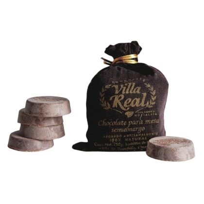 Verve Culture's Villa Real Mexican Chocolate, 5 Discs - Dark Chocolate, Net Wt 250g / Authentic Mexican Hot Cocoa Discs from Oaxaca - No Preservatives, Artificial Flavors, Colors or Other Additives