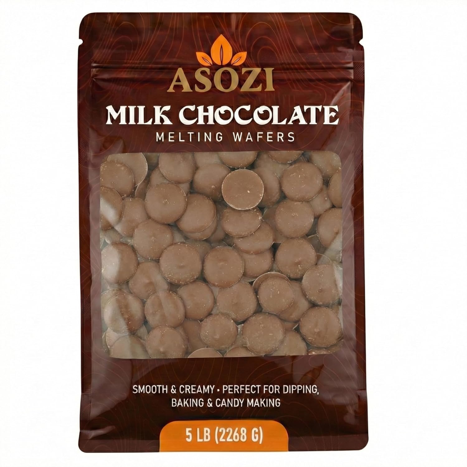 ASOZI Milk Chocolate Melting Wafers - 5 Pound Premium Quality Melting Wafers Easy Melt Chocolate for Dubai Chocolate Bars, Baking, Candy Making & Confections