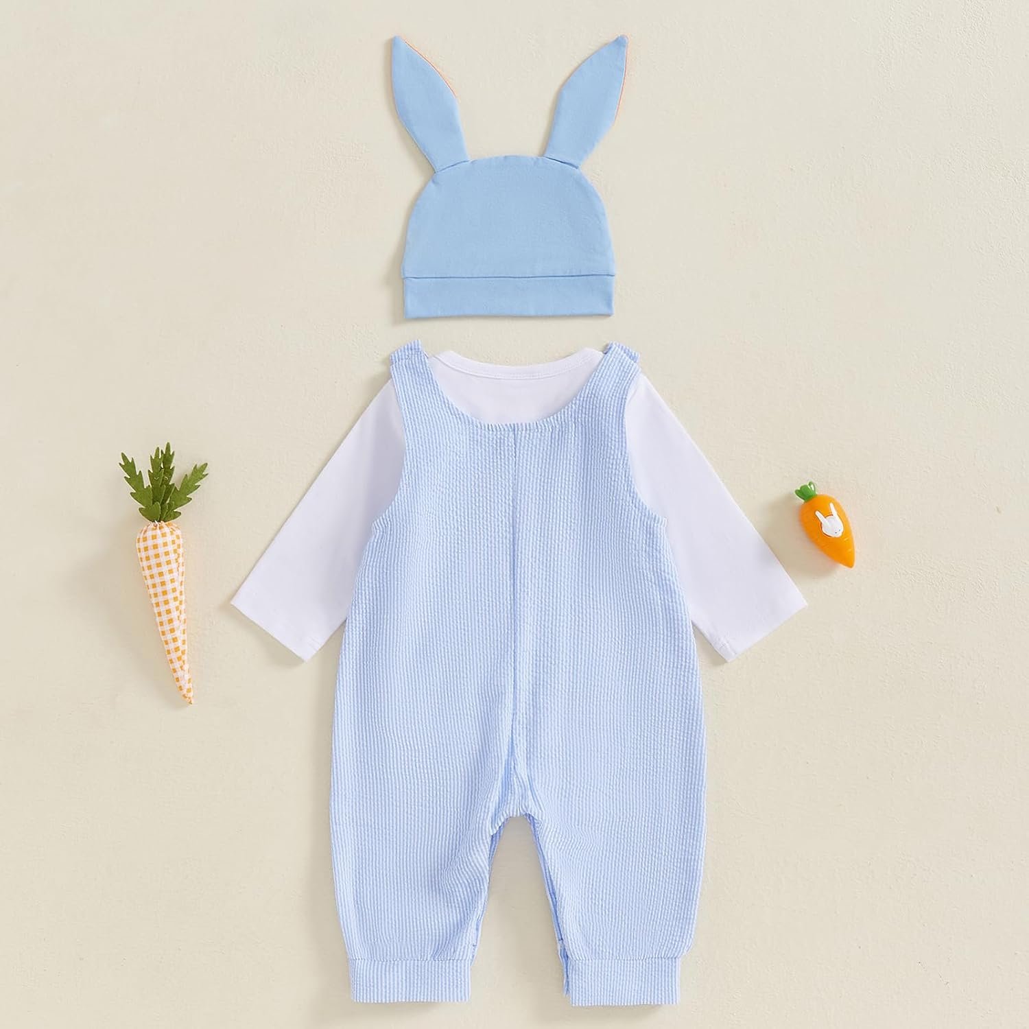Newborn Easter Outfit Boy Long Sleeve Rompers Bunny Overalls Hat Baby Boy Summer Clothes 0 3 6 12 18 Months - Image 4