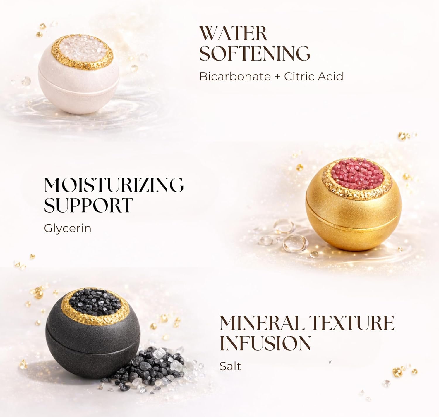 Crystal Luxe Bath Bomb Set, 6 Luxury Bath Bombs by Jane & Bloom, Moisturizing Fizzies for Relaxing Home Spa, Gift Set for Women, Men and Teens, Valentine's Day Gift Set - Image 4