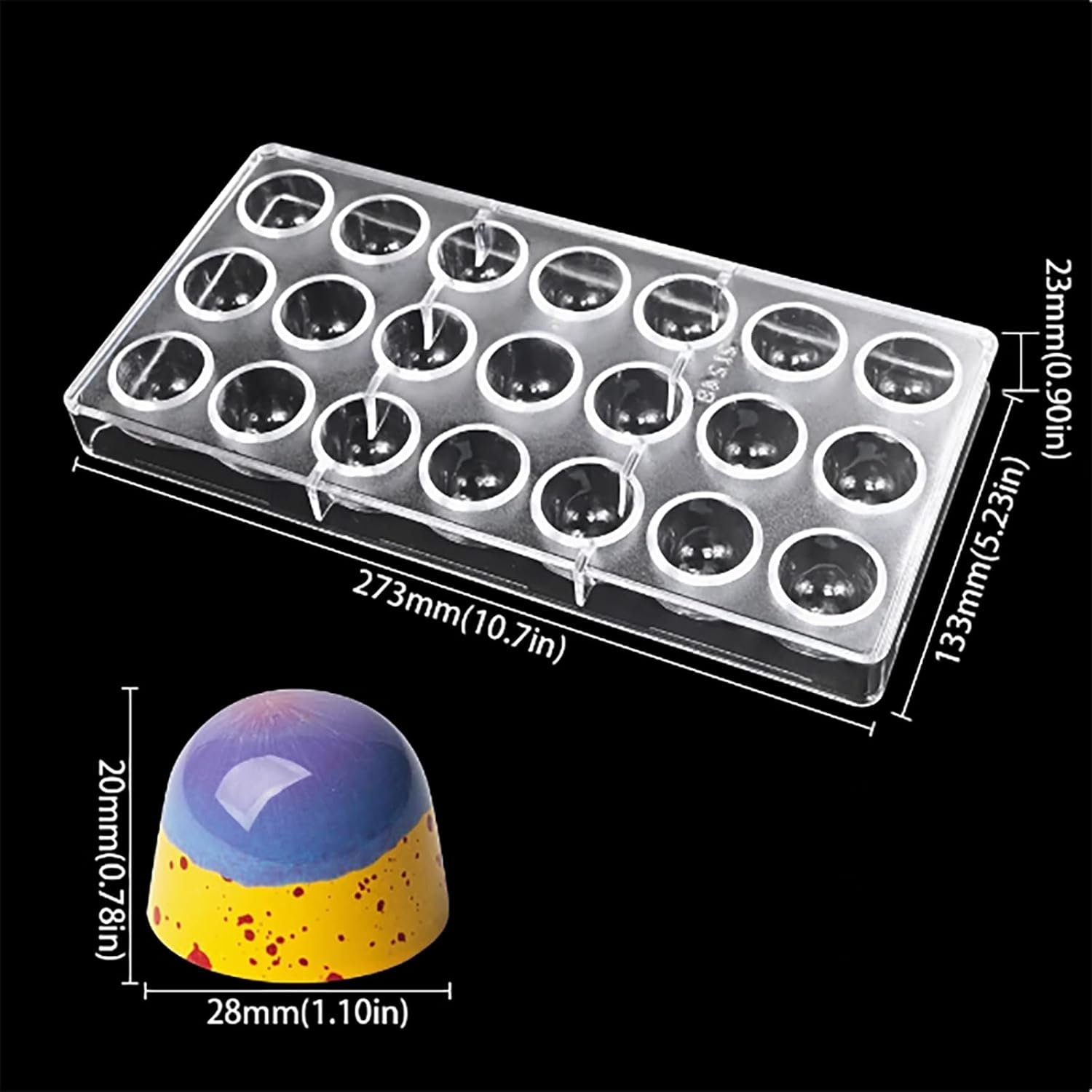 Grainrain polycarbonate chocolate mold polycarbonate chocolate bar mould Bullet Clear Hard Plastic candy pastry tools - Big Size (19322) - Image 2
